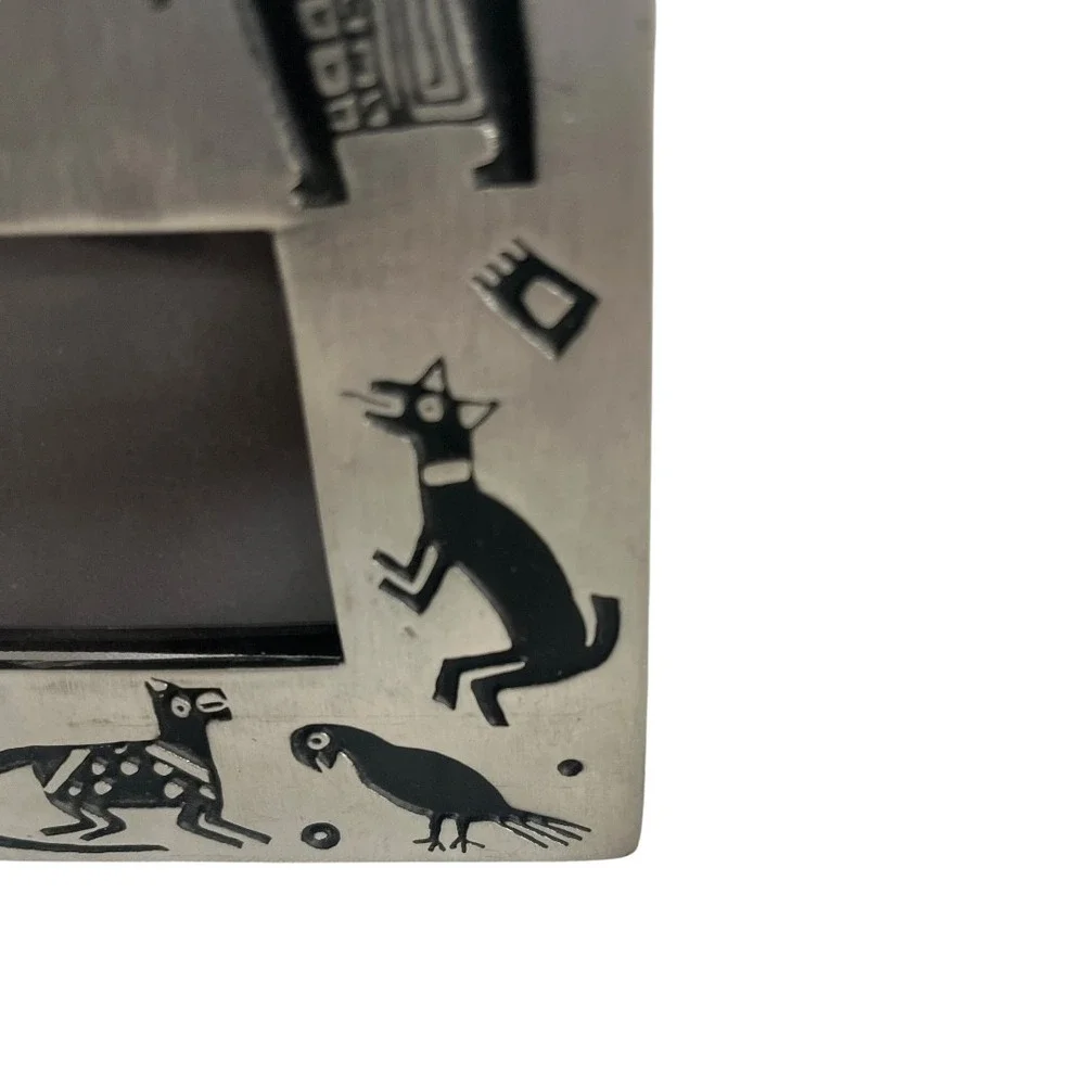 Vintage Alice Seely Pewter Picture Frame‎ Southwestern Petroglyph Animal 2000